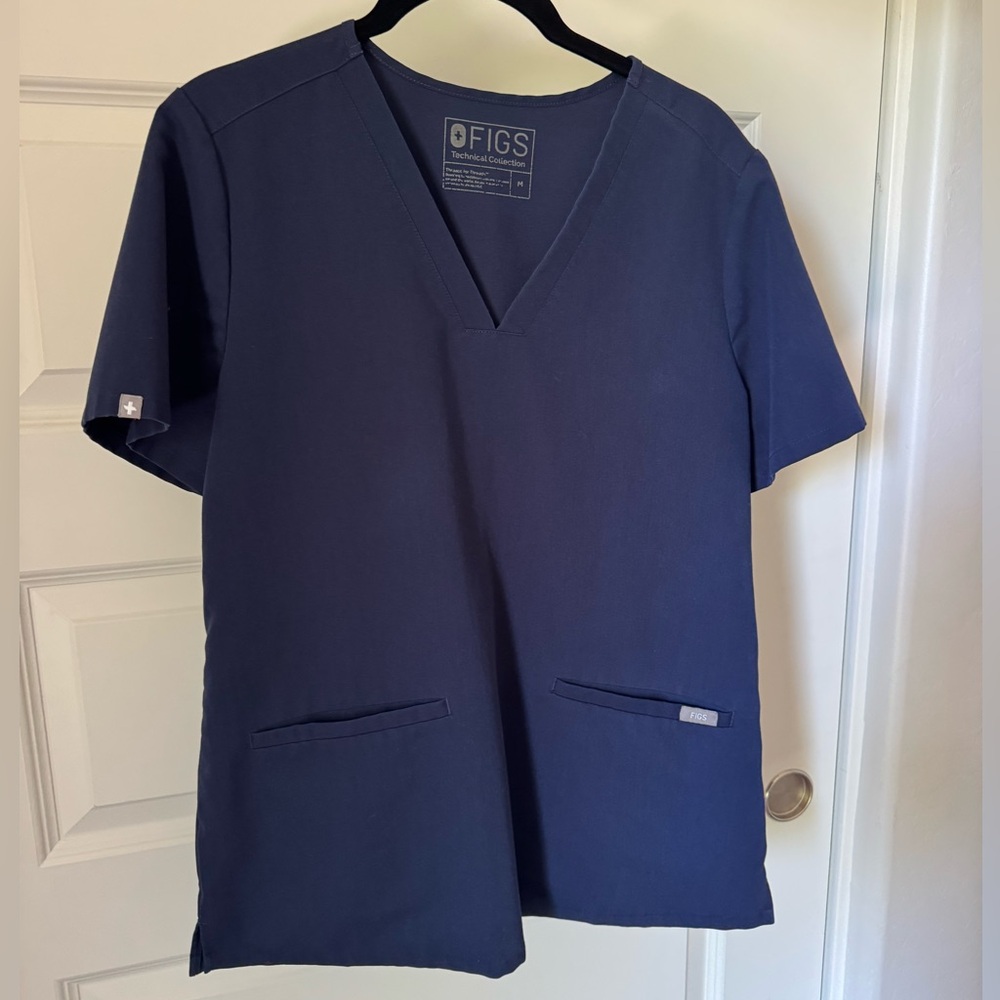 Figs Deep Blue V-Neck Scrub Top